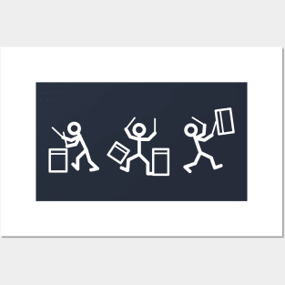 Drummer Stickmen (white) Posters and Art